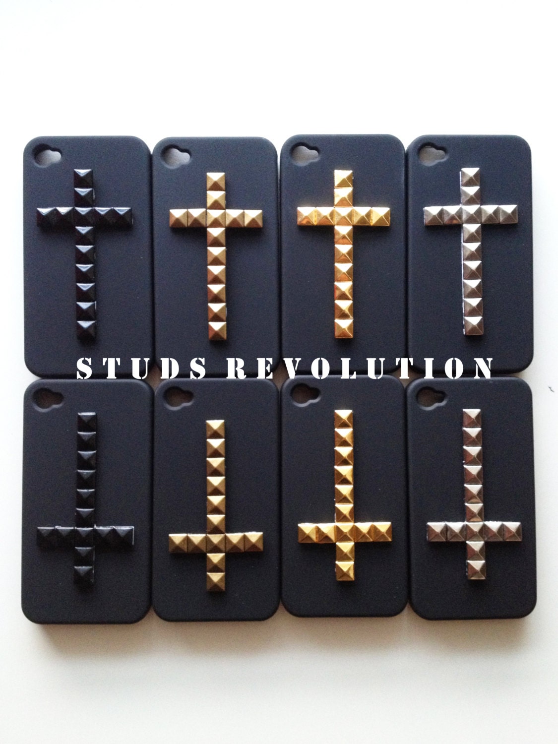 cross studded black iphone4 case available in 4 color of studs ready to be ship in next day