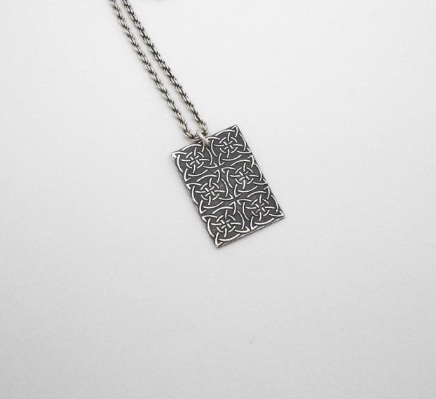 Mens Necklace, Celtic Pendant, Personalized Mens Necklace, Unisex, Fine Silver Metal Clay