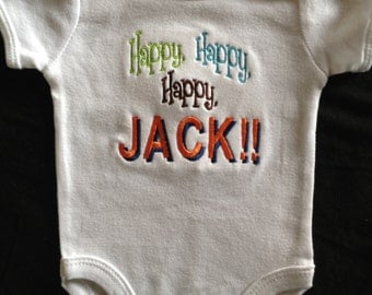 Duck Dynasty Happy Happy Happy Jack Monogrammed Onesie ...Bodysuit for BaBy Boy