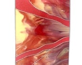 Contemporary Cranberry Glass Abstract Panel Handmade OOAK