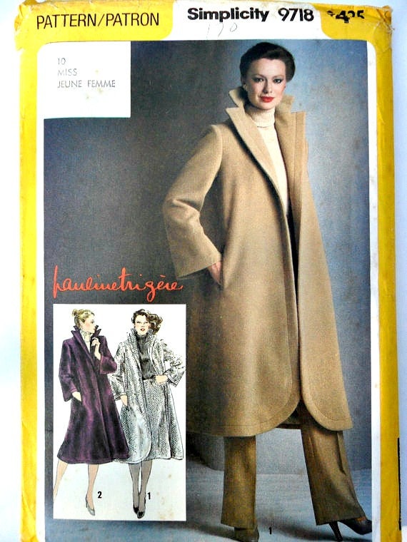Misses Lined Flared Coat Skirt and Straight Legged Pants Pauline Trigere Vintage Sewing Pattern Simplicity 9718 Size 10