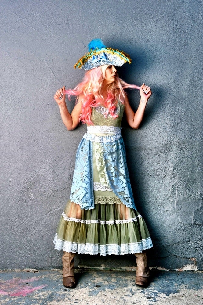 French blue & gold pirate hat by mermaid miss k