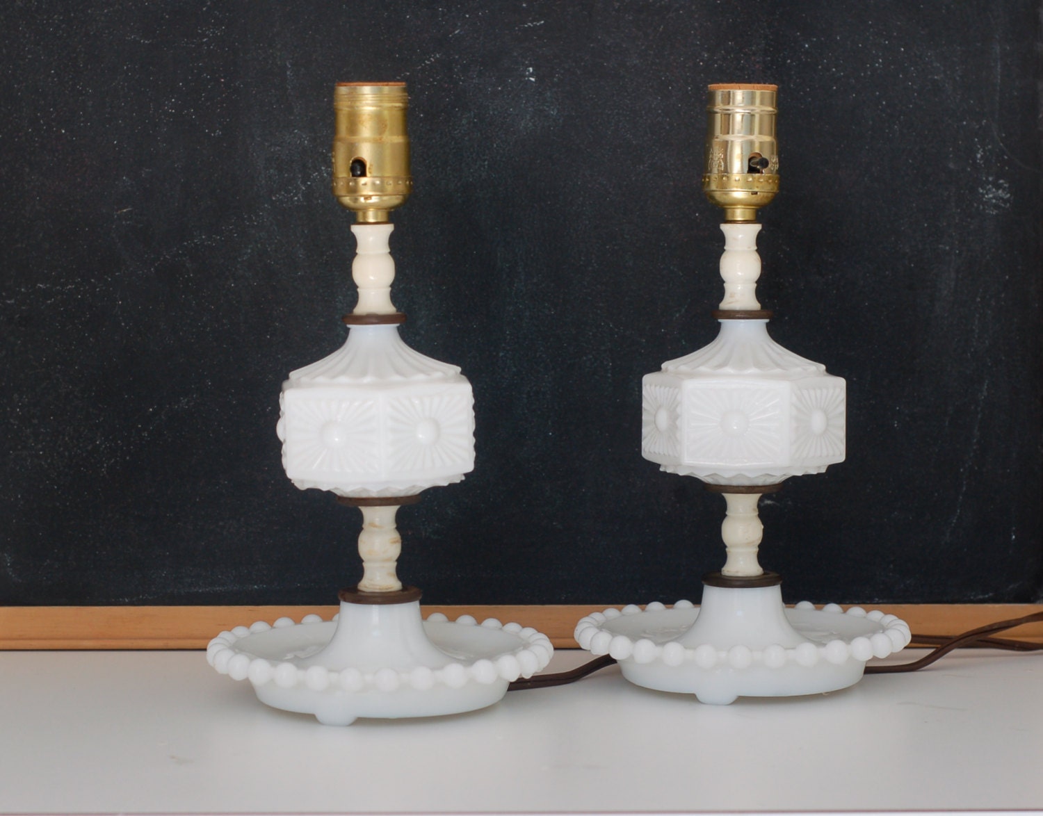 Set of Vintage Milkglass Lamps