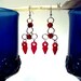 Red talhakimt chandelier earrings. Tribal fusion belly dance, ethnic jewelry. OOAK