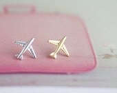 airplane earrings in gold/ silver