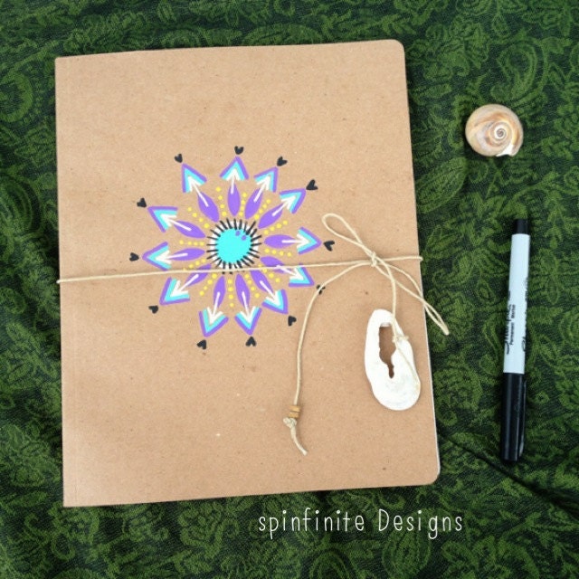 hand-painted sketch pad / notebook - ooak mandala journal