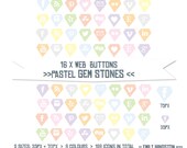 Social Media Web Icons, Blog Buttons Website Graphics - Geometric Gem Stones, Diamond - Pastels