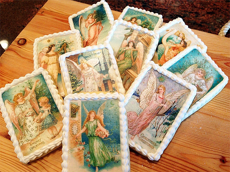 Vintage Christmas Victorian Angel Wafer Papers for Cookies - Edible Images