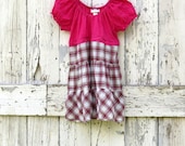 Mad About Plaid Pink Top upcycled babydoll brown plaid tunic eco friendly summer shirt boho