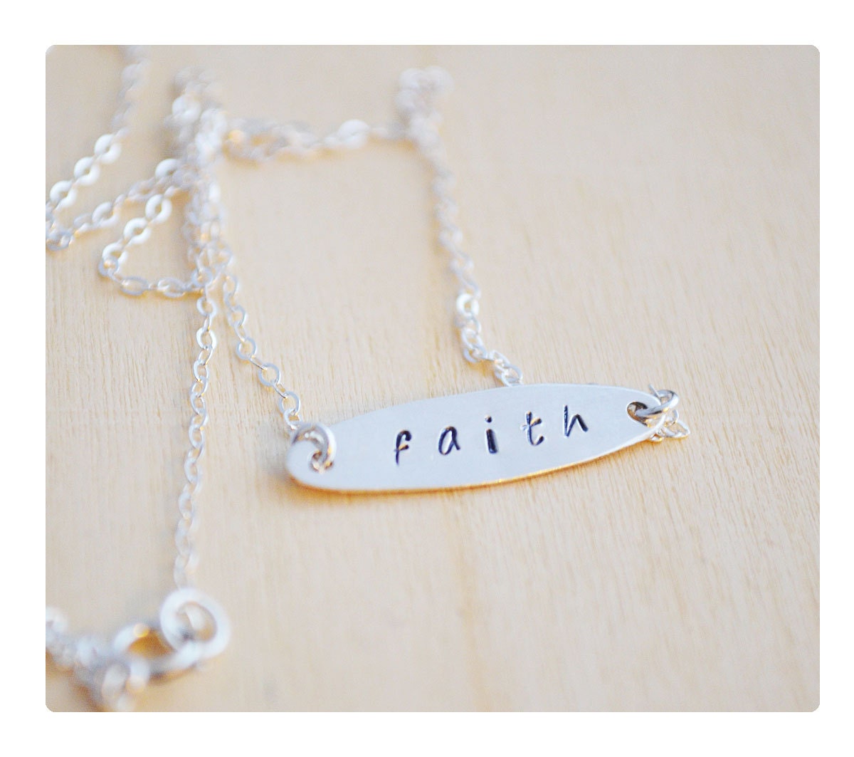 Sterling Silver Hand Stamped Necklace - Personalized Necklace - ID Jewelry - Faith - Hope - Loved