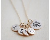Initial Necklace - Mom Jewelry - Personalized Mother Necklace - Family Tree Necklace - 4 Initials - Bronze & Gold Filled