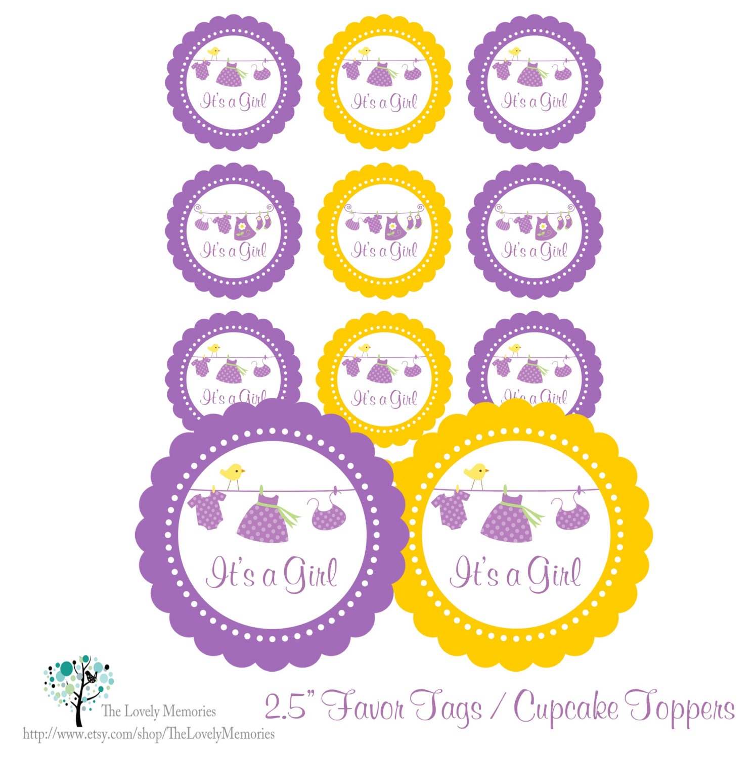 Is a Girl Cute Baby Shower Gift Favor Tags / Cupcake Topper- DIY Printable File Il_170x135