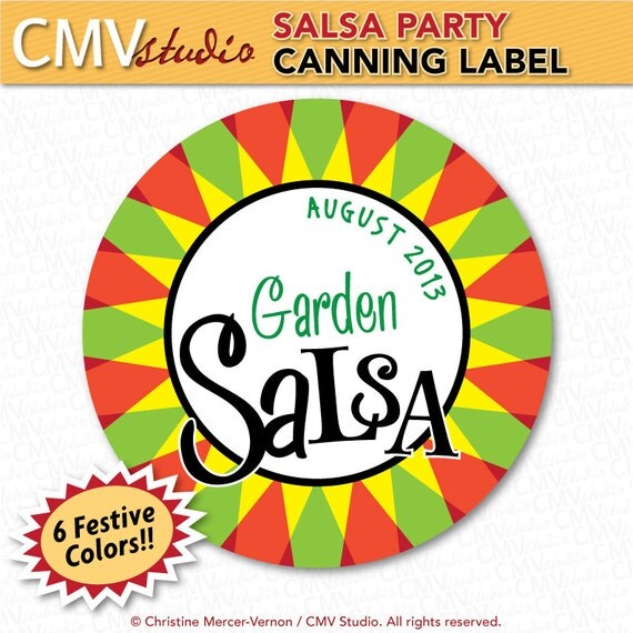 Printable Canning Jar Label Salsa Party By CMVstudio On Etsy