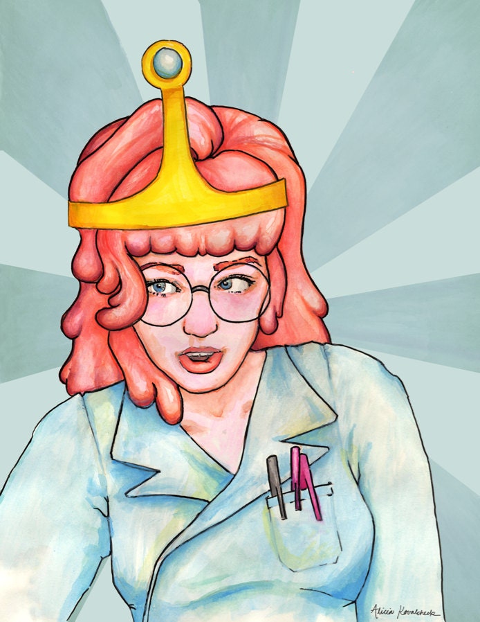 8.5 x 11" Scientist Bubblegum from Adventure Time watercolor print