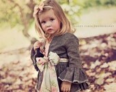 Sweet Pea-peach fabric and wool felt baby bow headband