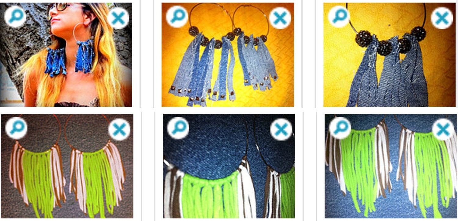 Choose your T-SHIRT or DENIM Basketball Wives or Necklace Style Hoop Earrings Silver Punk Dangle with Studs Shinny Diva Hoops