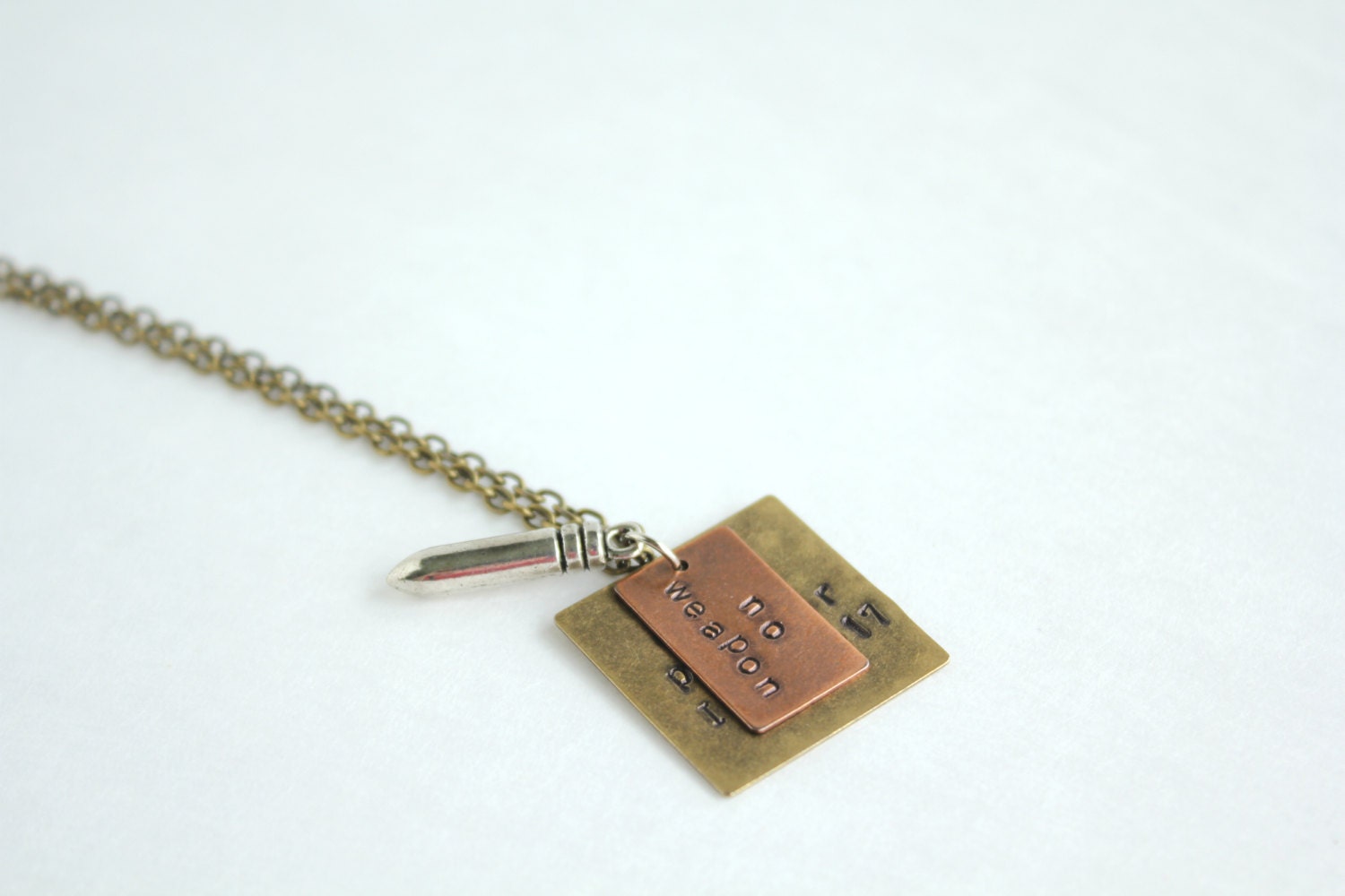Father's Day Gift - Hero Gift - Bullet Necklace - No Weapon Shall Prosper