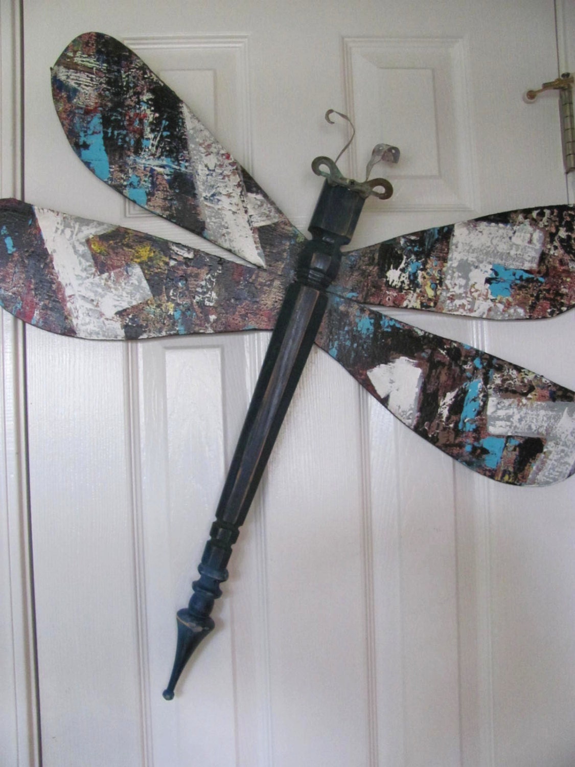Table Leg Dragonfly Wall Art- Funky Graffiti Urban Industrial Signage Hand Painted Wings