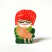HENRIETTE - shrink plastic brooch, girl with cat