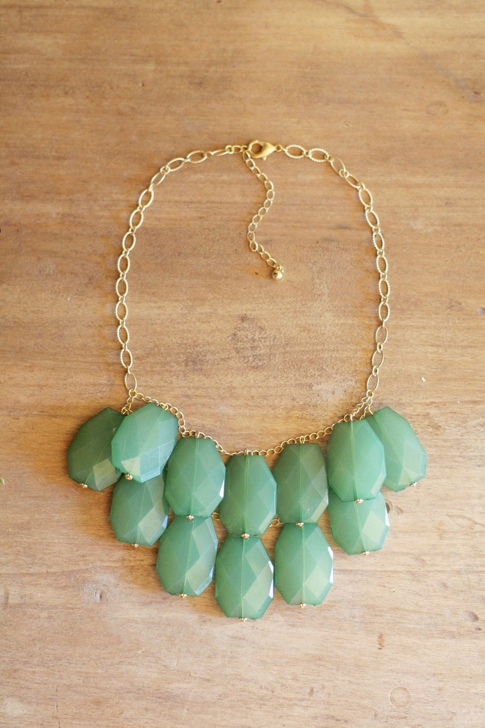 Sea Green Statement Necklace - Emerald Bib Necklace