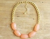 Peach Coral Single Strand Statement Necklace