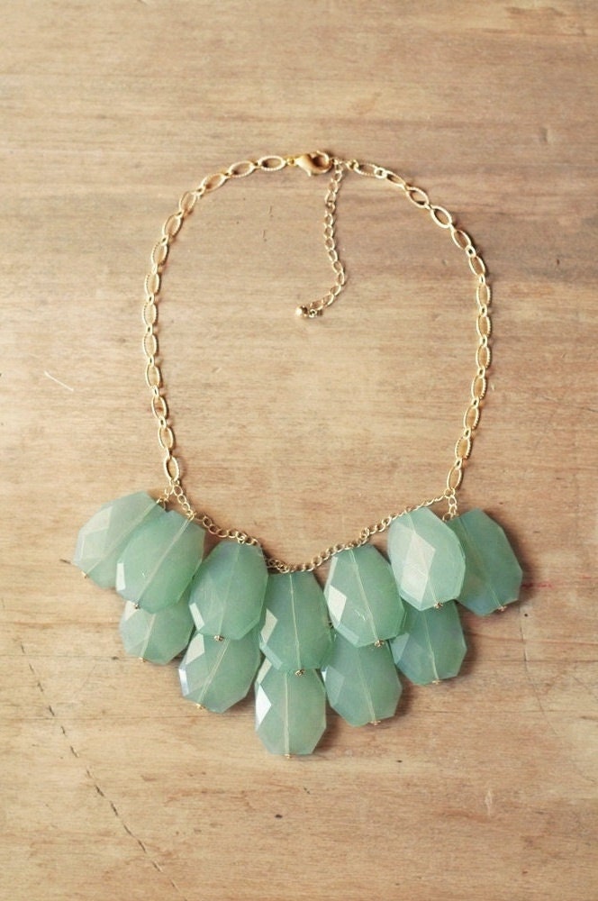 Aqua Mint Statement Necklace - Mint Bib Necklace