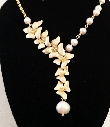 weddings jewelry,bridal necklace set, orchid necklace, orchid flower necklace,anniversary gift,orchid jewelry