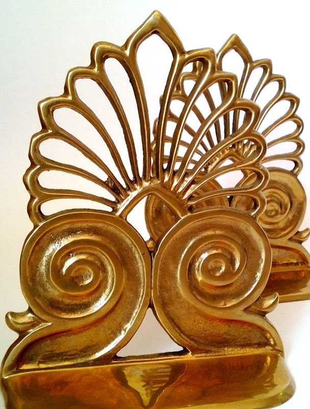 Vintage Brass Art Nouveau Style Bookends SHIPPING INCLUDED