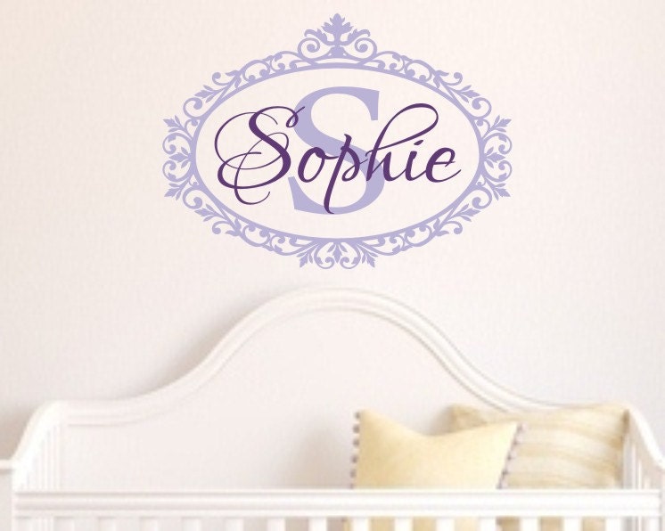 Custom Vinyl Name Decal - Nursery and Bedroom Vinyl Wall Art - Children's Vinyl Lettering - Damask