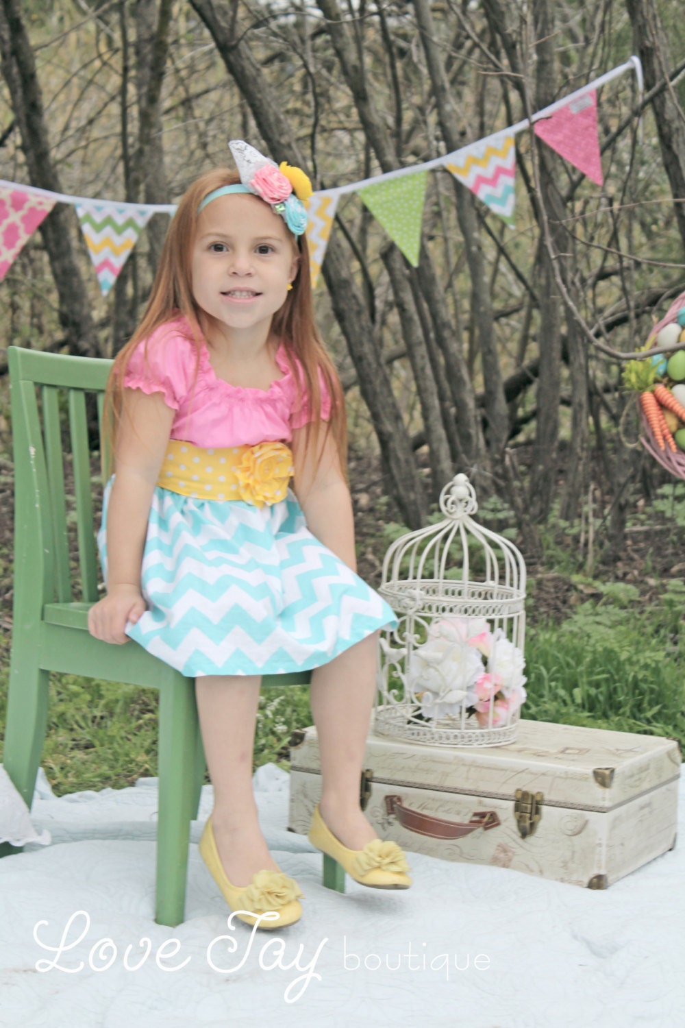 Girls Easter Spring Peasant style dress "Layla Love" boutique hand made 6-9 month to 5T...Love Tay Boutique