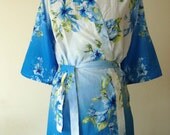 White and Blue Robe, Wrap dress - Bridesmaids gift, getting ready robes, Bridal shower favors, baby shower