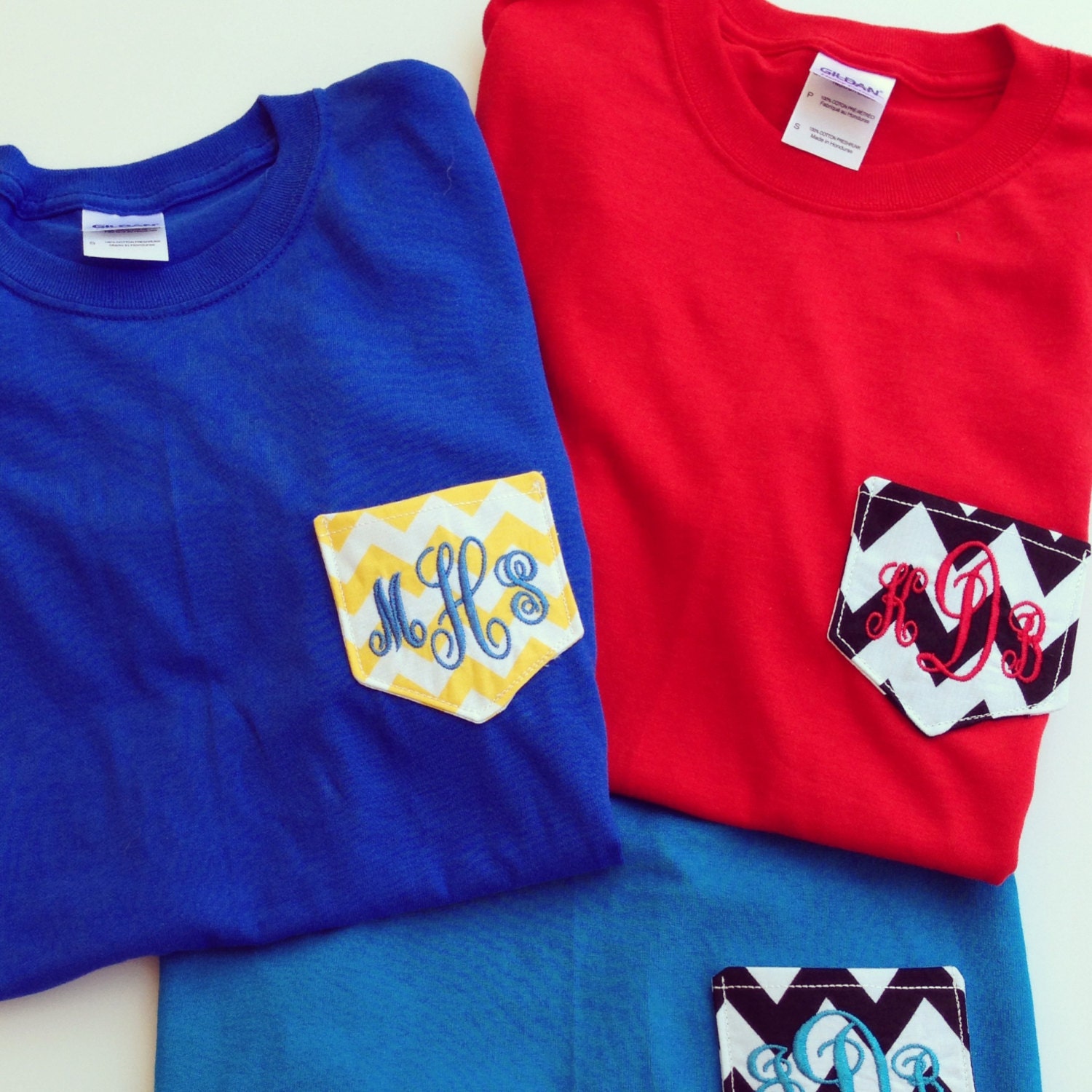 Monogrammed Chevron Pocket Tee. Great gifts for Graduations  & Birthdays