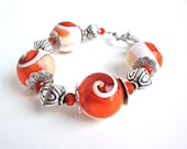 Sunset orange conk shell bracelet - chunky statement bracelet - stone bracelet by Sparkle City Jewelry