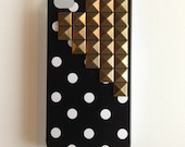 Bronze Studded Black Polka Dot iPhone 4/4s Case