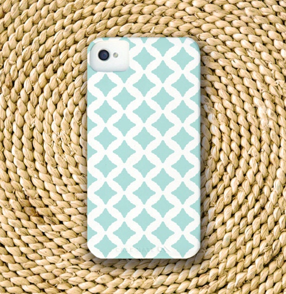 French Diamond Barely-There Snap-On Hard Plastic iPhone 4 Case in Island Blue (In Stock & Ready to Ship)