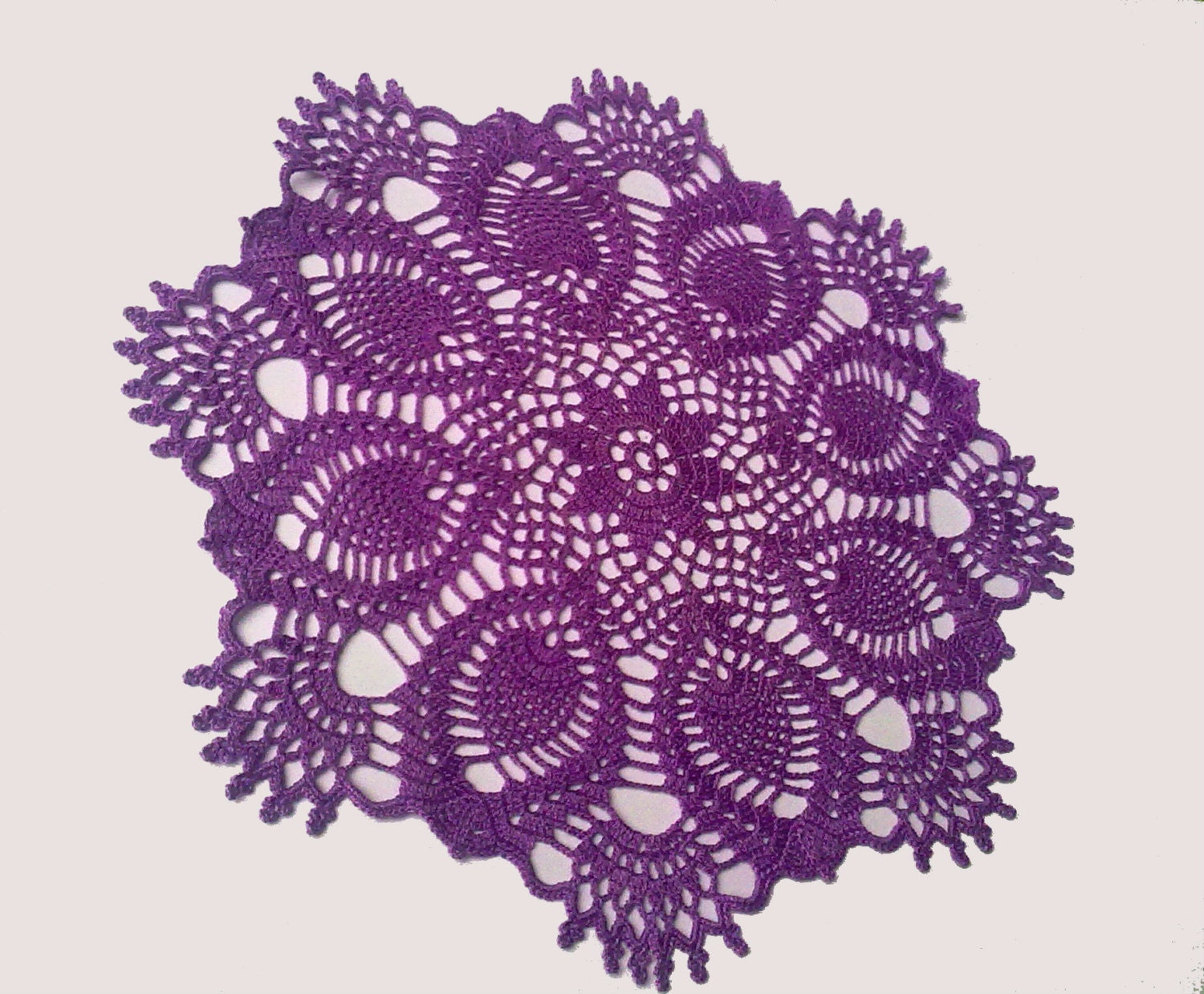 Crochet Doily, Purple, Pineapple, Crochet Doilies, Lace Doily