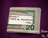 Daddy, You're my superhero - Hand Stamped Customized Money Clip - Personalized with Name - Fathers Day