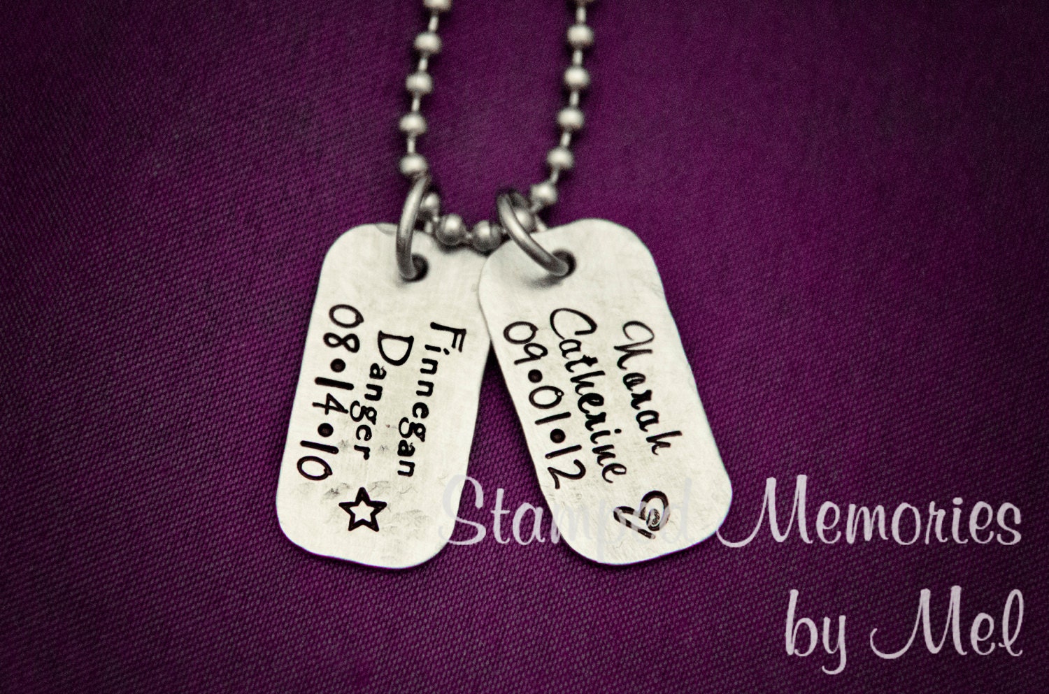 Dad's Brag Tags - Hand Stamped Personalized Necklace - Stainless Steel Mini Dog Tag - Fathers Day Gift