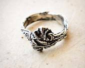 Hand Carved and Cast Sterling Silver Nature Ring