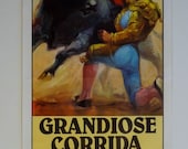 FREE SHIPPING - Vintage French BULLFIGHTING Poster - "Grandiose Corrida - Dax" - the real thing, very collectible - Treasury List