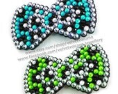 Bow Wow Leopard Super Cute & Sparkly Anywhere Clip - Pointed Edge/Border - Crystal Encrusted - You Choose Your Colours - Kawaii - Decora