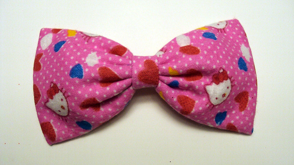 Hello Kitty Pink Candy Sweetheart Hair Bow- Barrette, Alligator Clip, or Headband