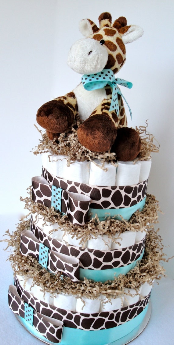 Giraffe Diaper Cake Giraffe Theme Tiffany by DomesticDivaDesignz