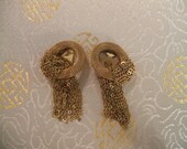 Fabulous Goldtone Mesh Earrings with Chain Fringes