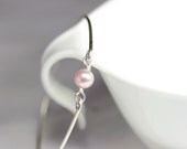 Pink Pearl Bracelet Wire Wrapped Jewelry Handmade Sterling Silver Jewelry Handmade Pearl Bangle Bracelet Stacking Bangle Pearl Bridal Bracel
