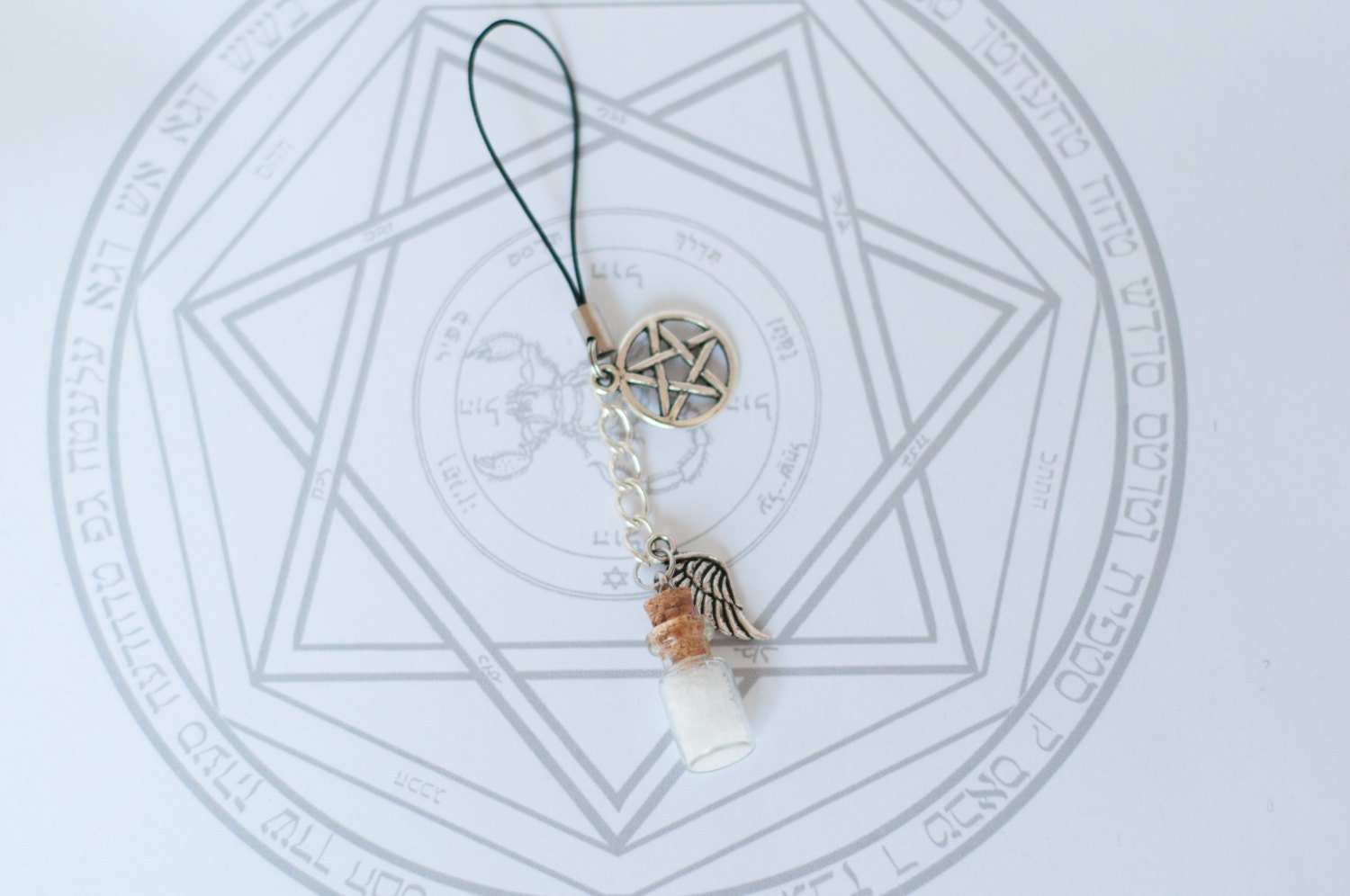 Salt and Burn: Supernatural inspired phone charm with miniature salt vial