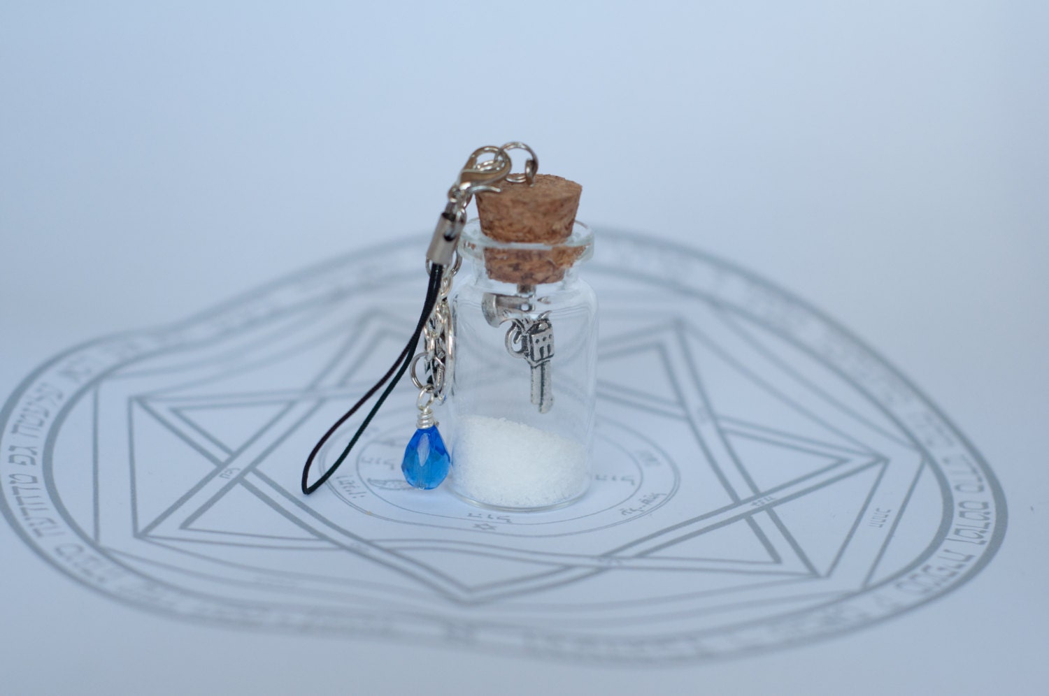 Hunter's Essential: Supernatural inspired phone charm with large salt vial
