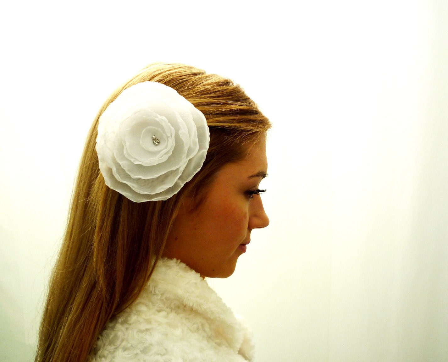 White Wedding Hair Accessories, Flower, Rose, Hair Piece, Vintage Bronze Pin, White Floral Weddings, Free Shipping to EU, US, CAN