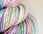 Handspun yarn uk knitting supplies blue faced leicester -  thick and thin chunky 180 yards lilac, blue and green