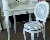 Corner Vanity white caned  distress shabby vintage cottage french provencial chic
